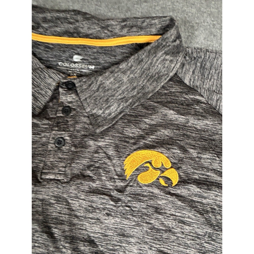 Iowa Hawkeyes Polo Shirt‎ Men 5X Gray Yellow Athletic Short Sleeve Colosseum